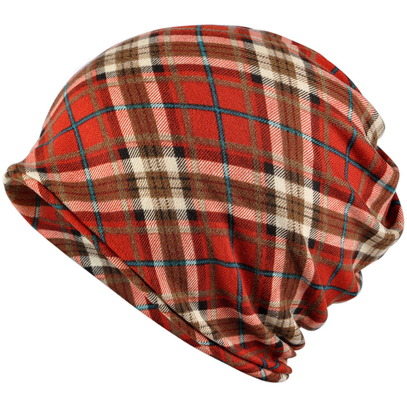 Check Print Multi Use Headwrap Chemo Hat Slouchy Beanie