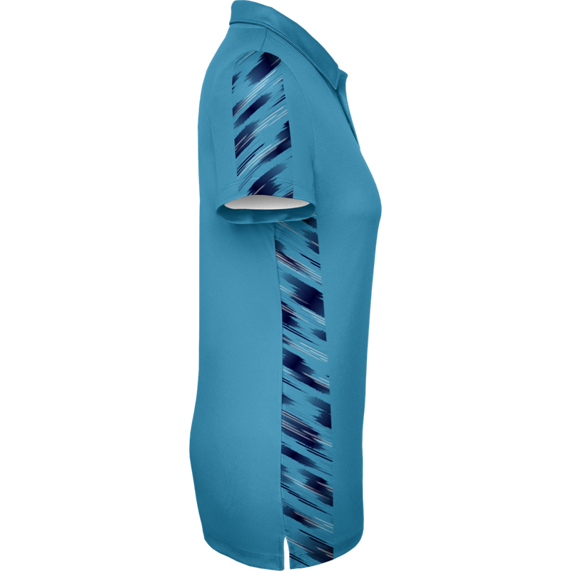 Women Solid Color Side Panel Printed Polo Shirt