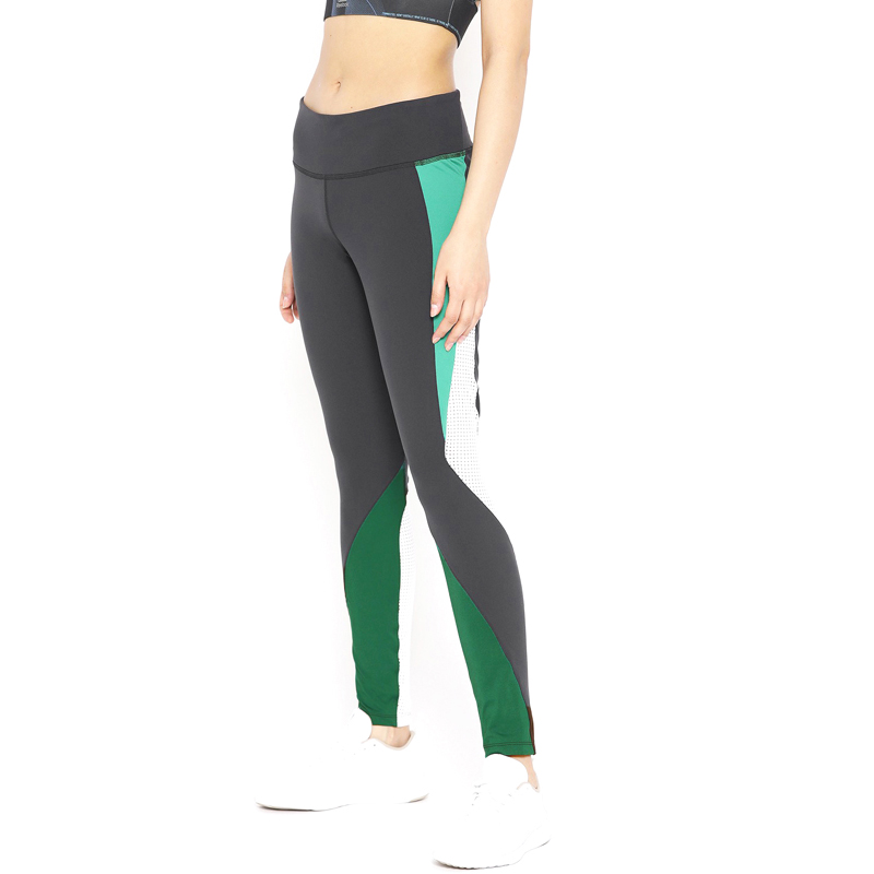 Charcoal Grey & Green Colorblock Leggings